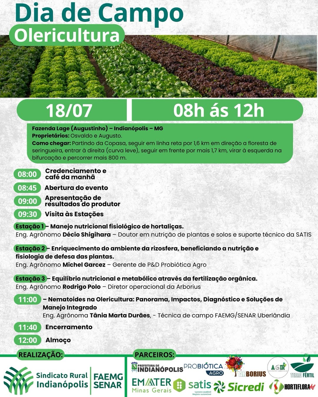 1º DIA DE CAMPO – OLERICULTURA | INDIANÓPOLIS
